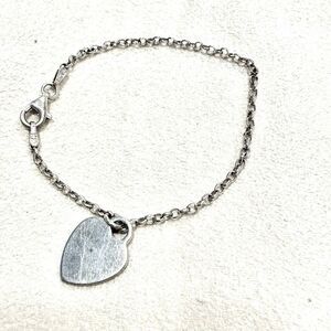 Etsy 925 Sterling Silver Blank Dainty Heart Charm Chain Bracelet